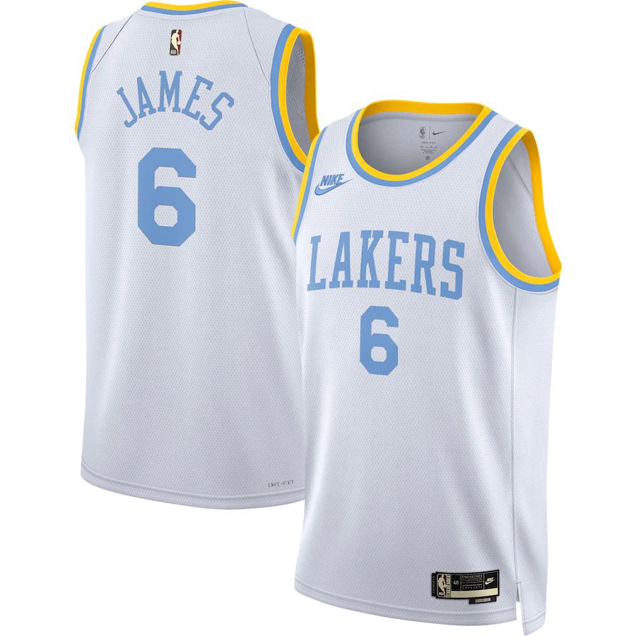 Men Los Angeles Lakers #6 LeBron James Nike White Classic Edition 2022-23 Swingman NBA Jersey